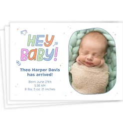 Hey Baby! Flat Birth Announcement