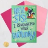 Hey Sis, I Remembered Funny Birthday Card With Sticker for Her