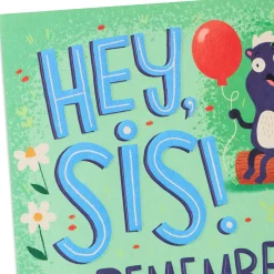 Hey Sis, I Remembered Funny Birthday Card With Sticker for Her