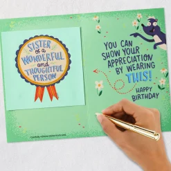 Hey Sis, I Remembered Funny Birthday Card With Sticker for Her