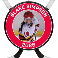 Hockey Star Personalized Photo Ornament, Custom Photo and Text