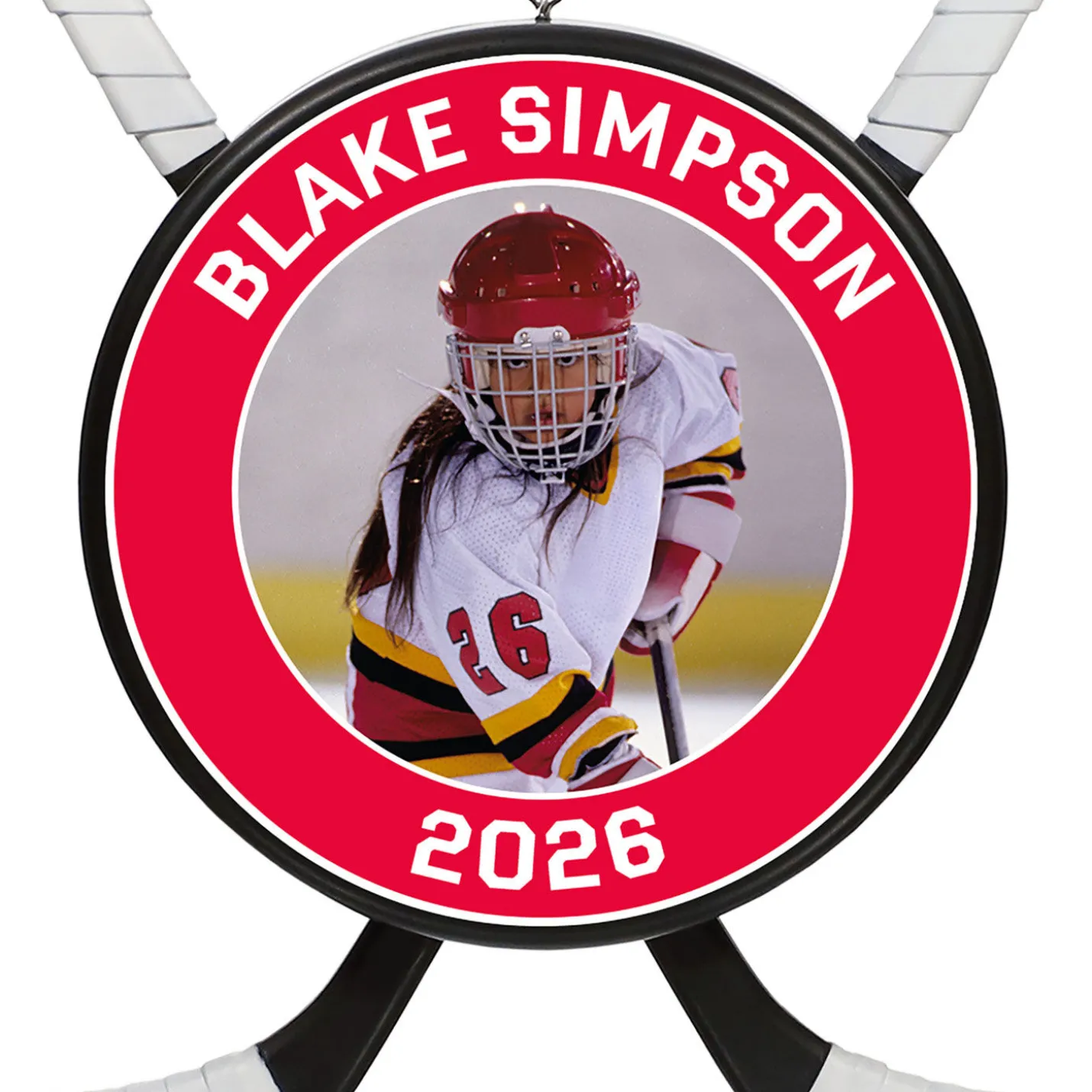Hockey Star Personalized Photo Ornament, Custom Photo and Text