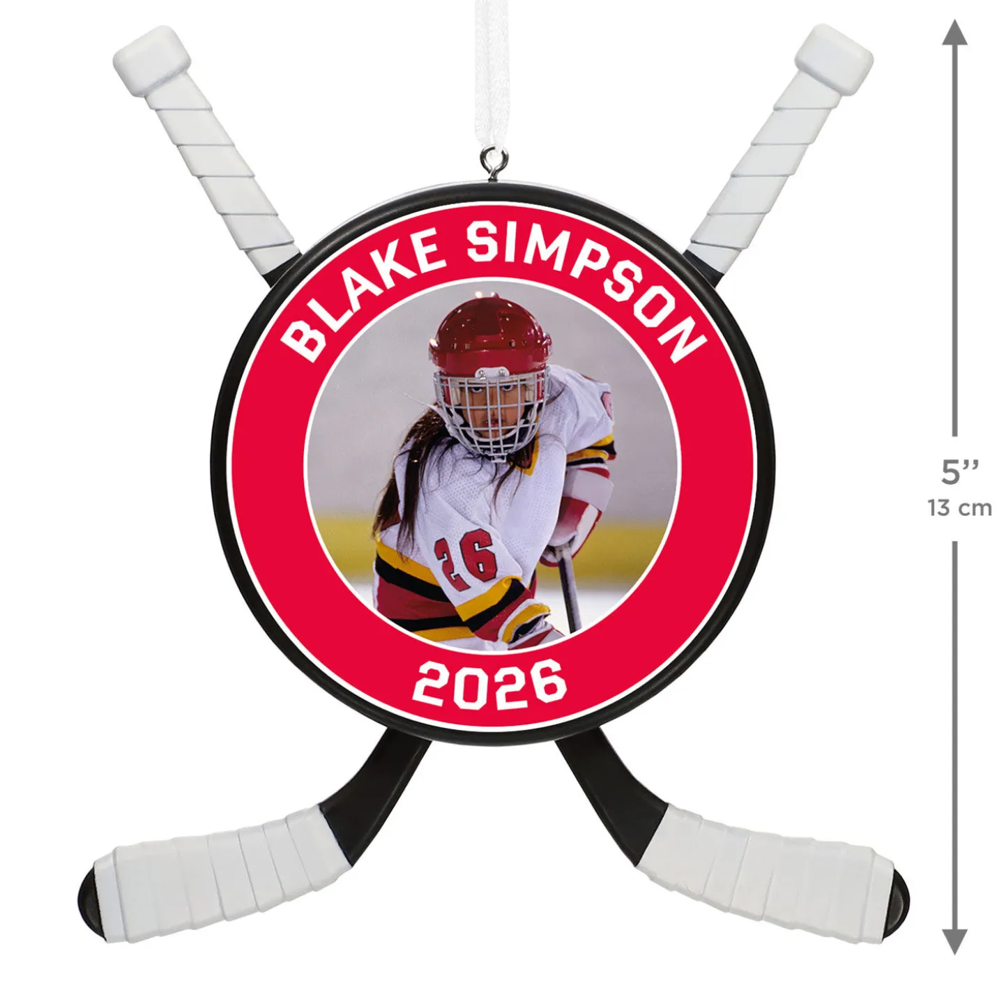Hockey Star Personalized Photo Ornament, Custom Photo and Text