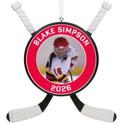 Hockey Star Personalized Photo Ornament, Custom Photo and Text