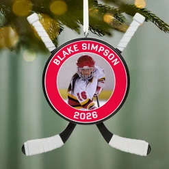 Hockey Star Personalized Photo Ornament, Custom Photo and Text