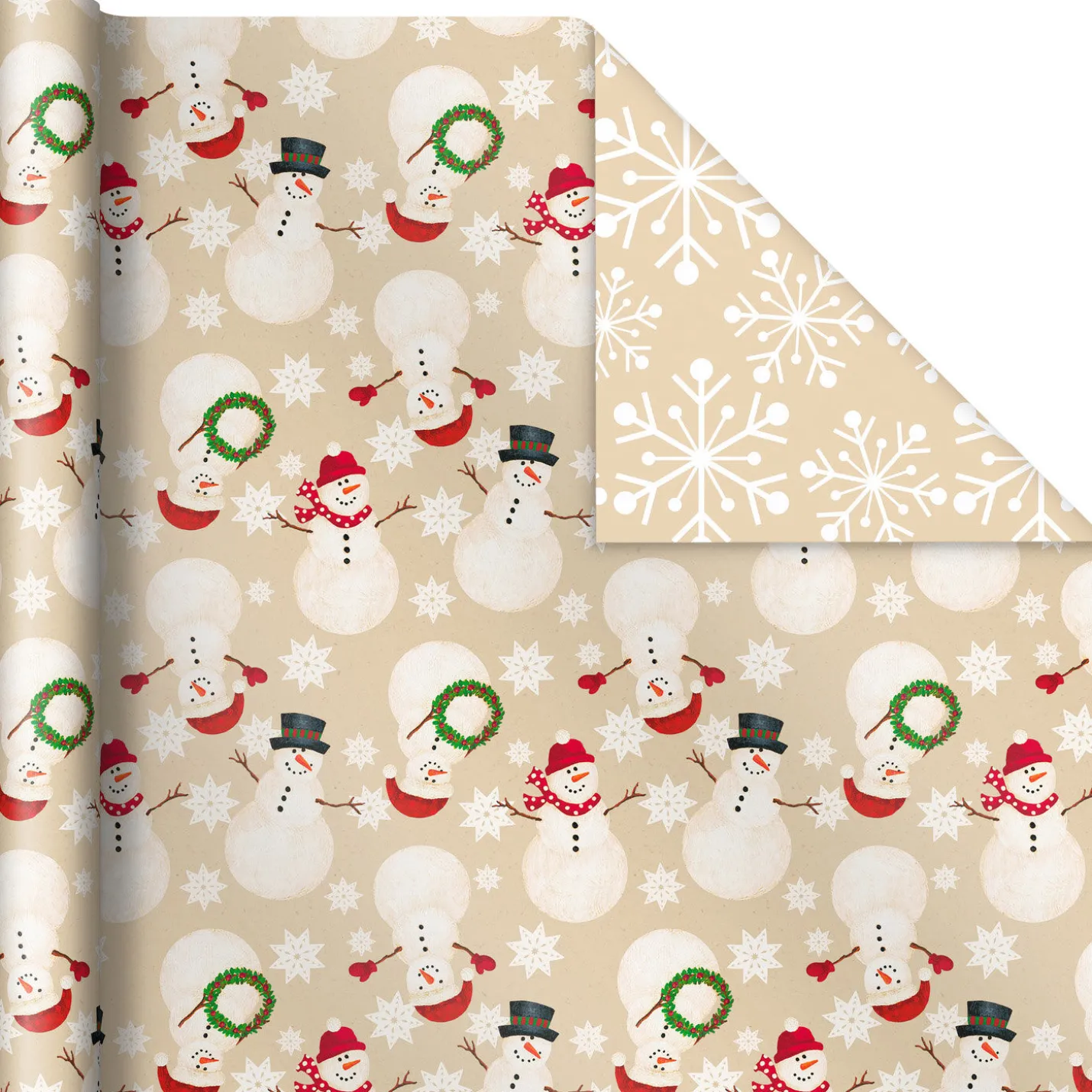 Holiday Kraft 3-Pack Assorted Reversible Wrapping Paper Roll Bundle, 120 sq. ft. total