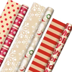 Holiday Kraft 3-Pack Assorted Reversible Wrapping Paper Roll Bundle, 120 sq. ft. total