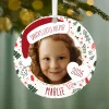 Holiday Round Metal Personalized Ornament, Custom Photo and Text