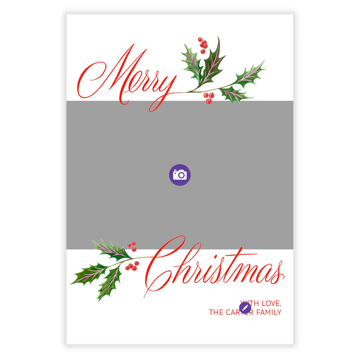 Holly and Ivy Flat Christmas Photo Card