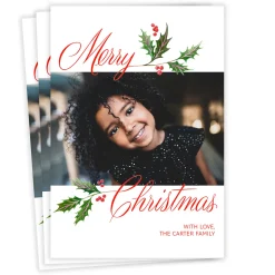 Holly and Ivy Flat Christmas Photo Card