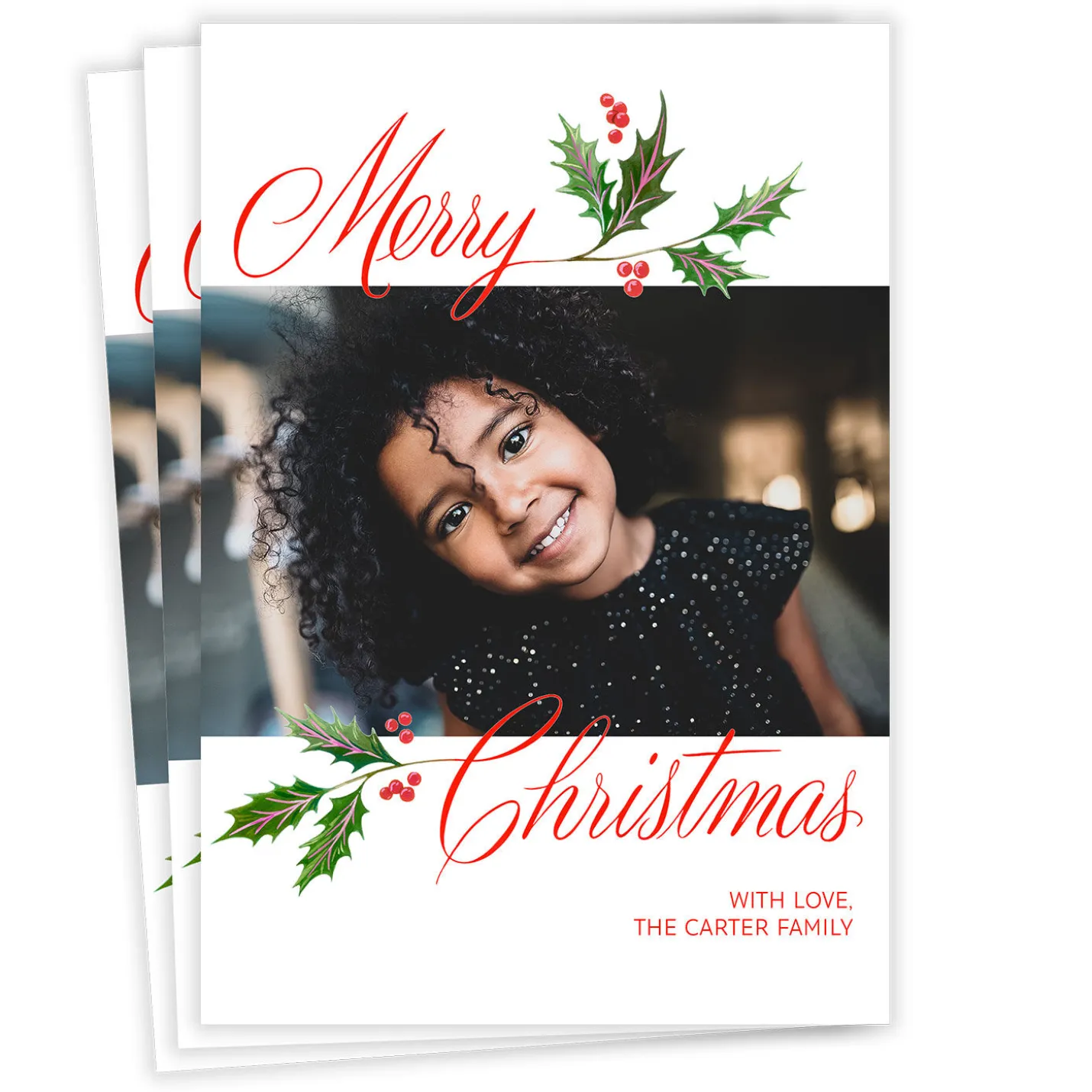 Holly and Ivy Flat Christmas Photo Card