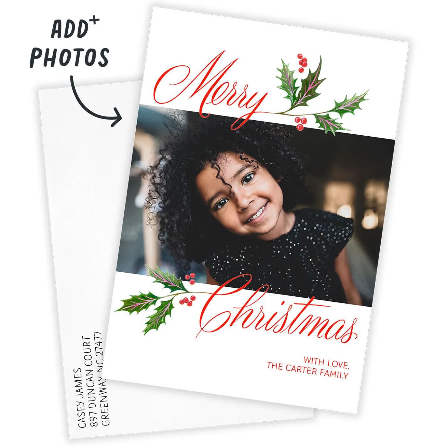 Holly and Ivy Flat Christmas Photo Card