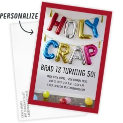 Holy Crap Balloons Flat Birthday Invitation