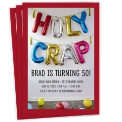 Holy Crap Balloons Flat Birthday Invitation