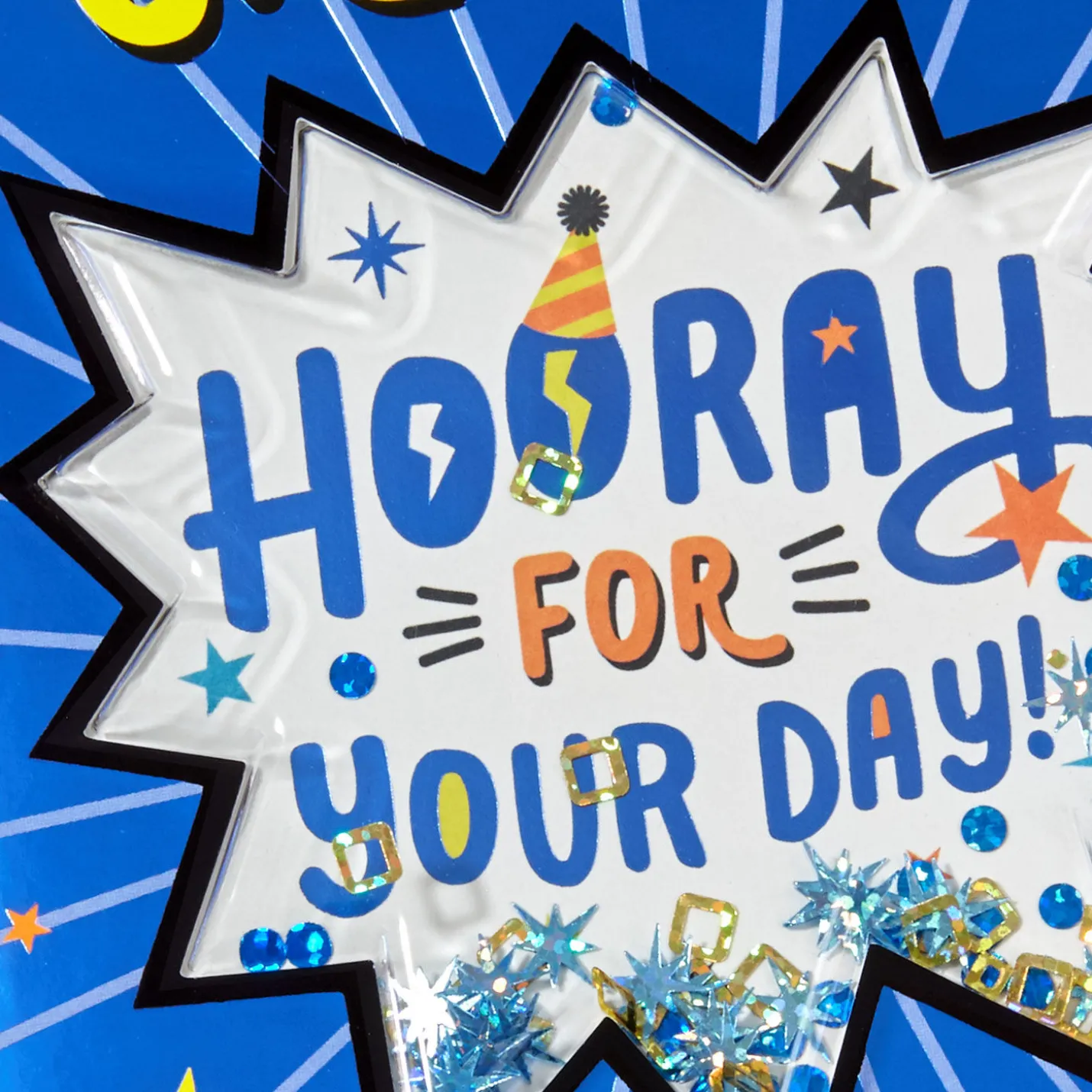 Hooray for Your Day Confetti Shaker Birthday Card for Grandson