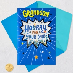 Hooray for Your Day Confetti Shaker Birthday Card for Grandson