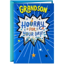 Hooray for Your Day Confetti Shaker Birthday Card for Grandson