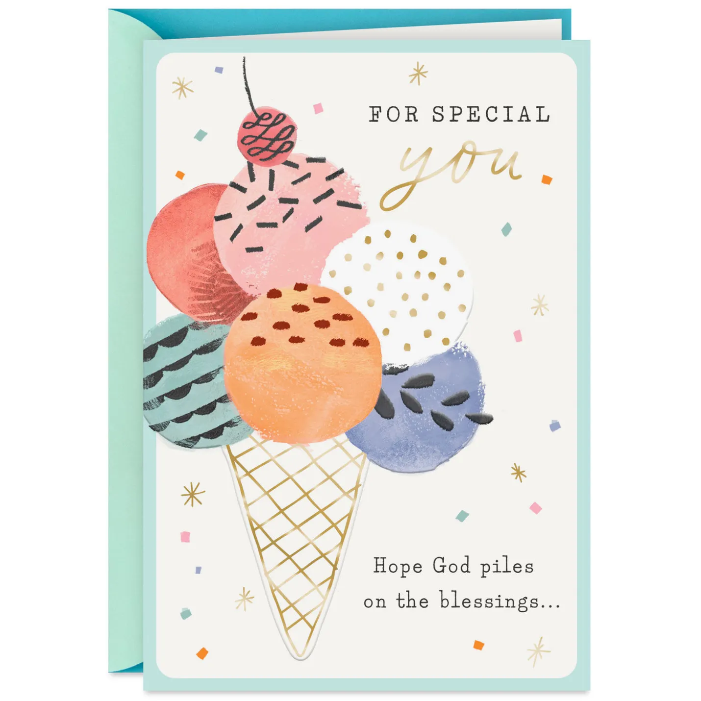 Hope God Piles on the Blessings Religious Birthday Card