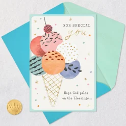 Hope God Piles on the Blessings Religious Birthday Card