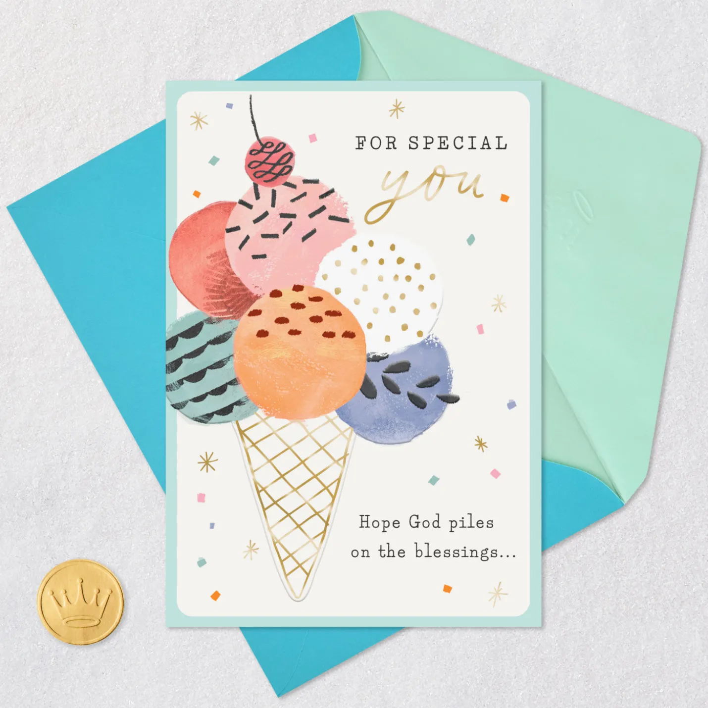 Hope God Piles on the Blessings Religious Birthday Card