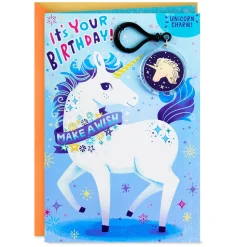 Hope It's Magical Birthday Card for Kids With Unicorn Backpack Clip