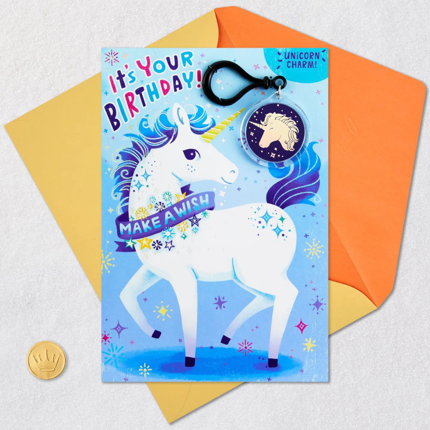 Hope It's Magical Birthday Card for Kids With Unicorn Backpack Clip