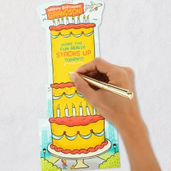 Hope the Fun Stacks Up Pop-Up Birthday Card for Grandson