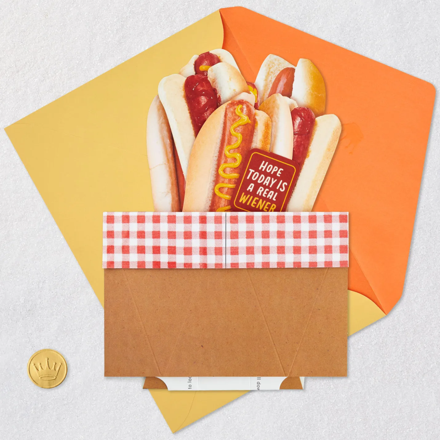 Hope Today Is a Real Wiener Hot Dog Bouquet Funny 3D Pop-Up Card