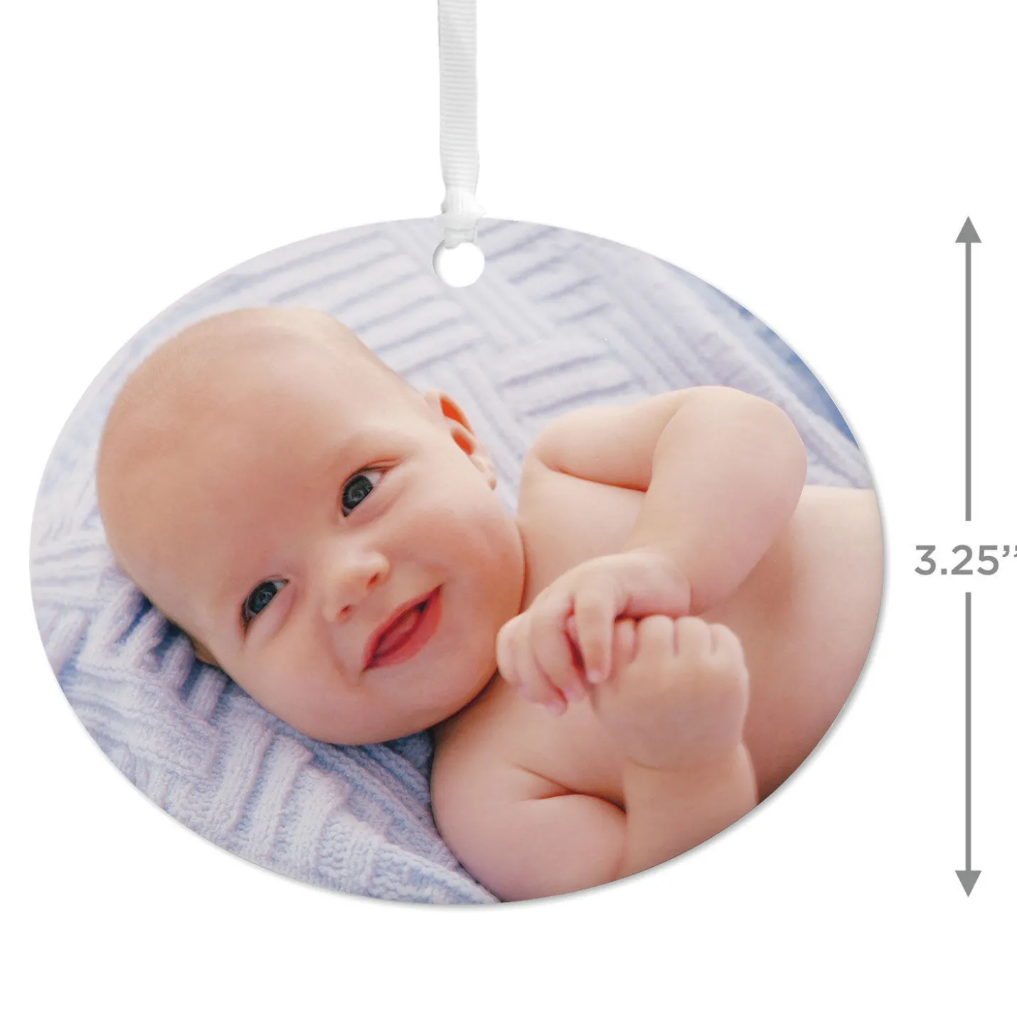 Horizontal Oval Metal Personalized Ornament, Custom Photo