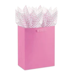 Hot Pink Polka Dots on White Tissue Paper, 6 sheets