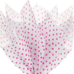 Hot Pink Polka Dots on White Tissue Paper, 6 sheets