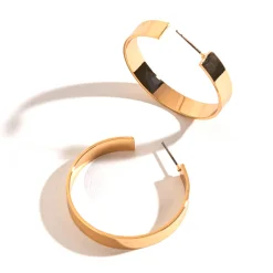 Howard's Jewelry Large Flat Gold Hoop Earrings