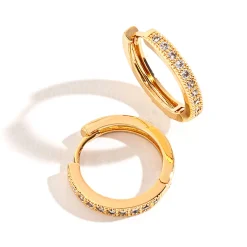 Howard's Jewelry Medium Gold Pave Hoop Earrings