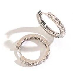 Howard's Jewelry Medium Silver Pave Hoop Earrings
