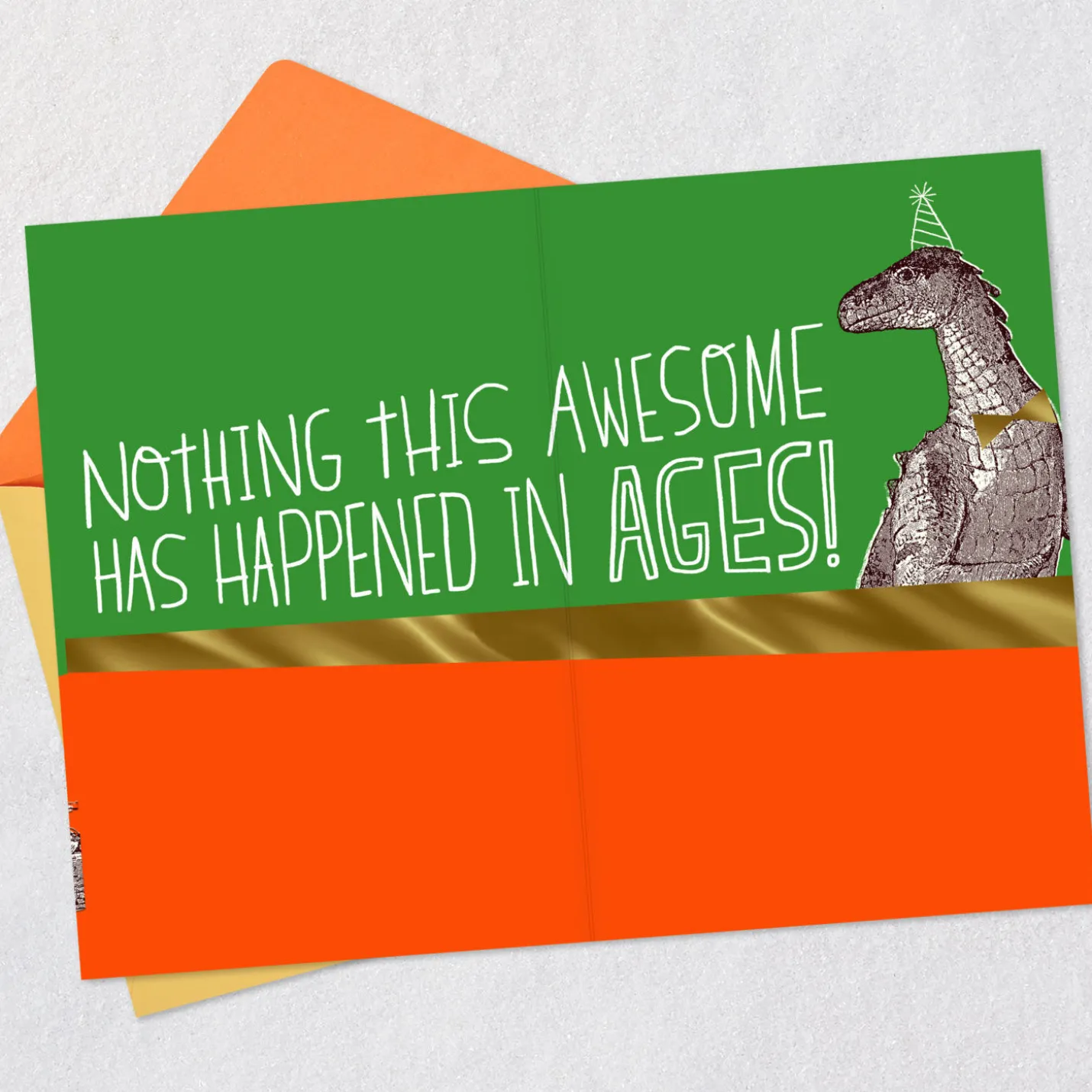Huge News Party Dinosaur Funny Birthday Card for Kids