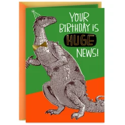 Huge News Party Dinosaur Funny Birthday Card for Kids