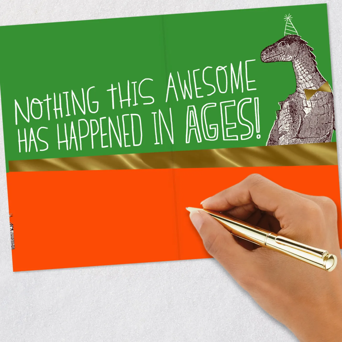 Huge News Party Dinosaur Funny Birthday Card for Kids