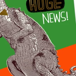 Huge News Party Dinosaur Funny Birthday Card for Kids