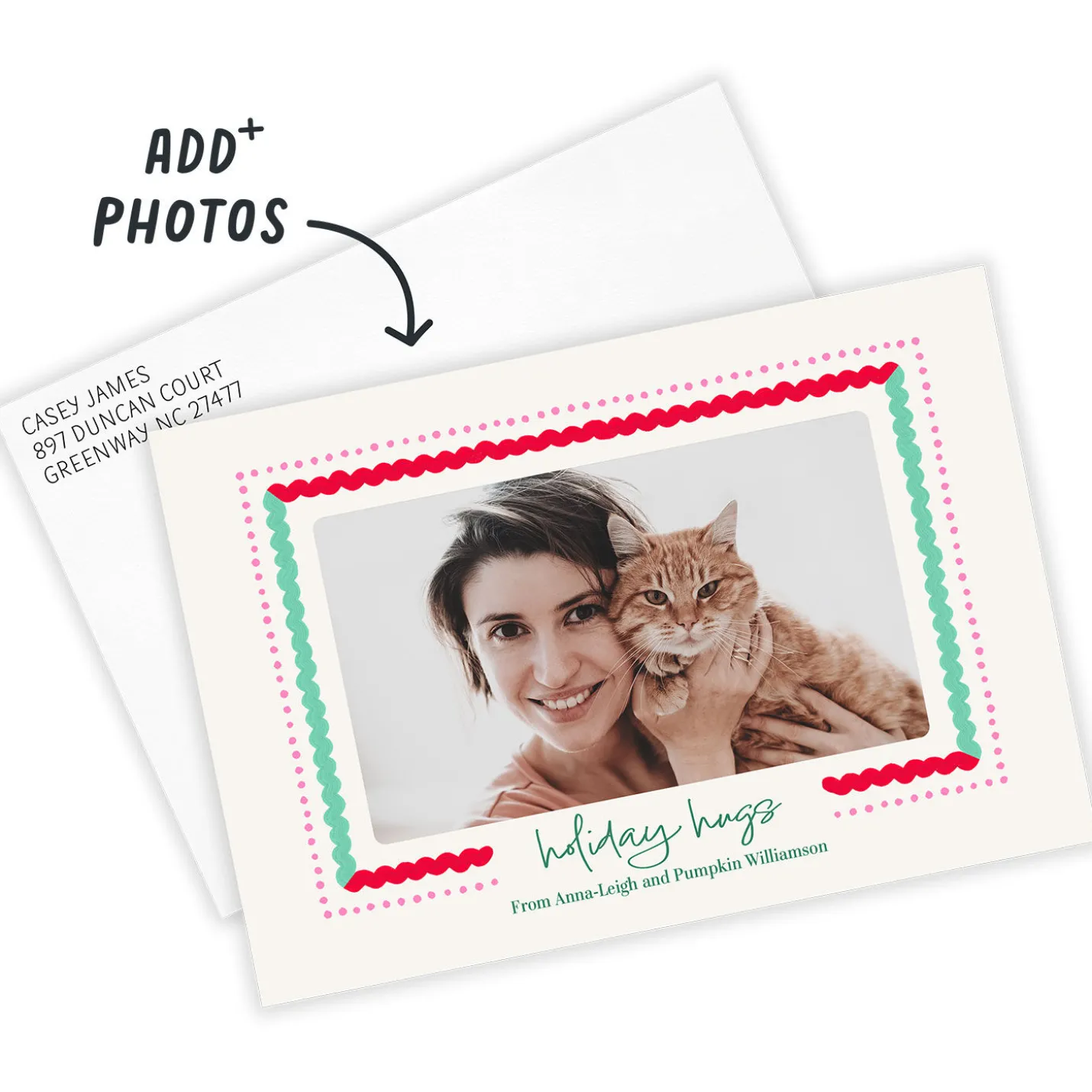 Hugs Rickrack Flat Holiday Photo Card