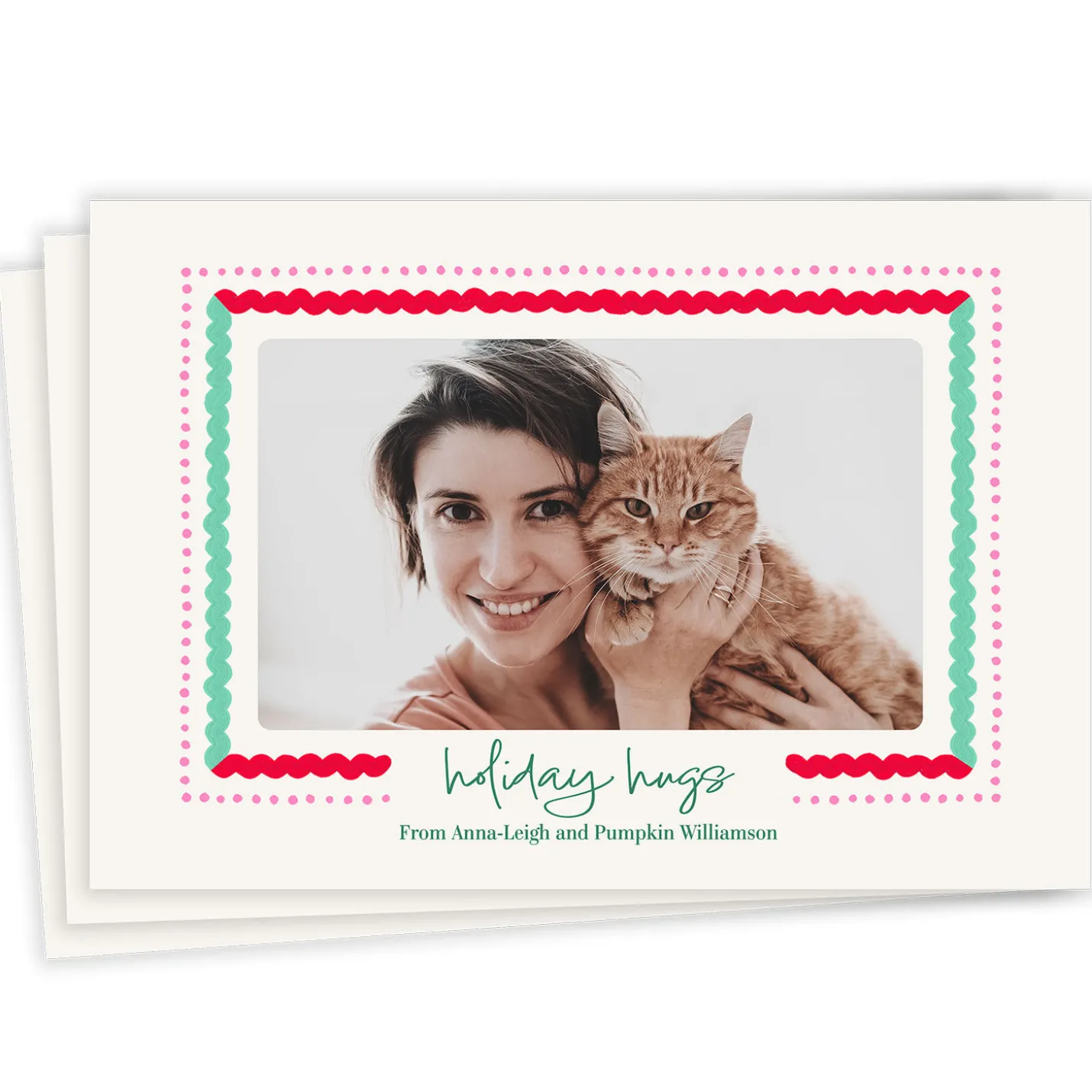 Hugs Rickrack Flat Holiday Photo Card