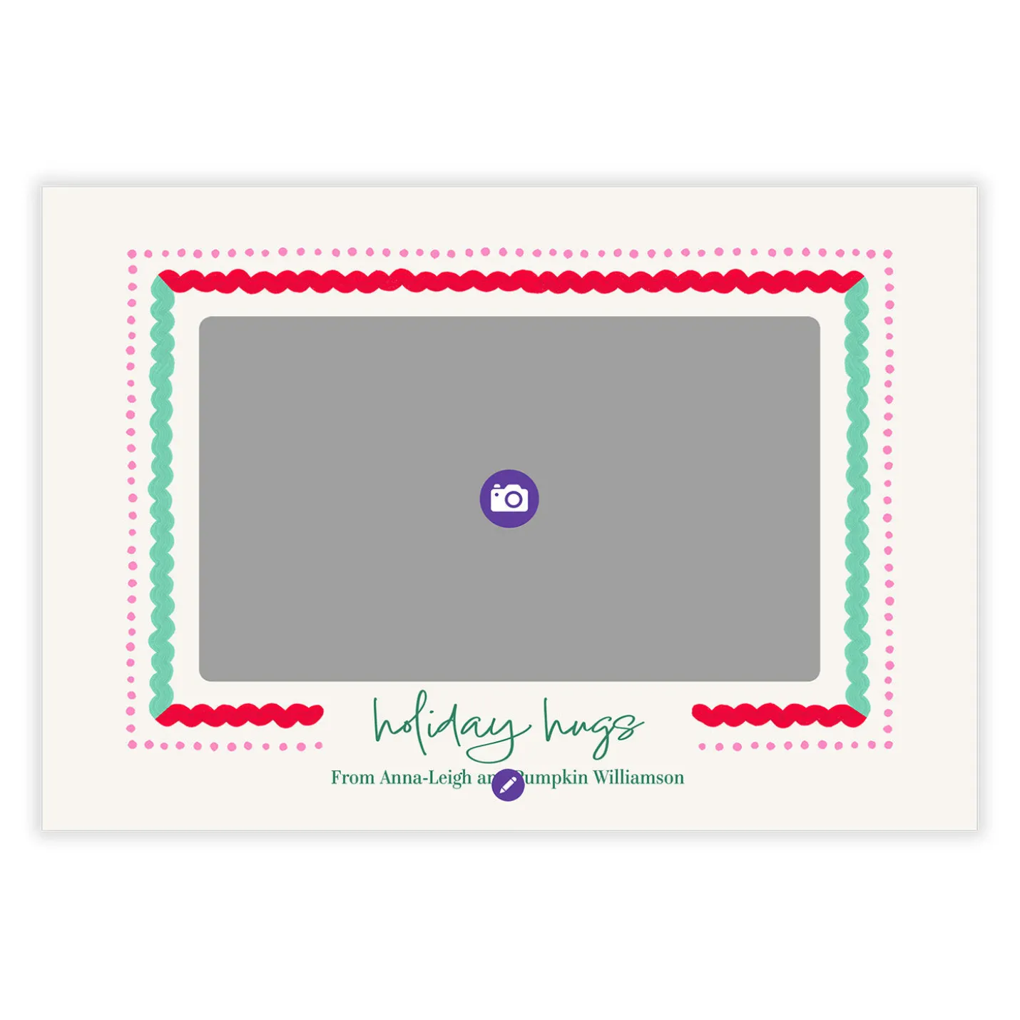 Hugs Rickrack Flat Holiday Photo Card