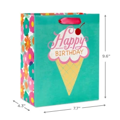 9.6" Ice Cream Cone Medium Birthday Gift Bag