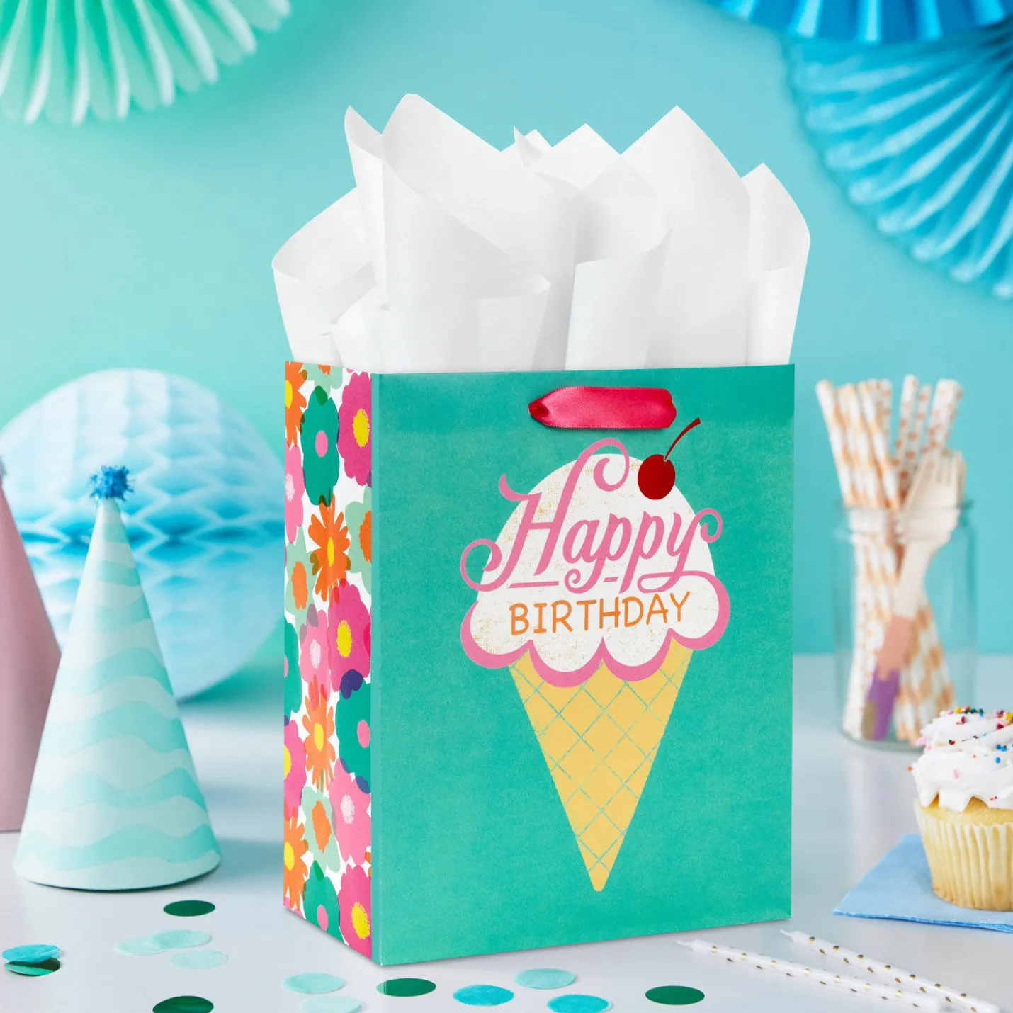 9.6" Ice Cream Cone Medium Birthday Gift Bag