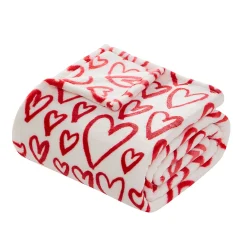 Illustrated Hearts Throw Blanket, 50x70