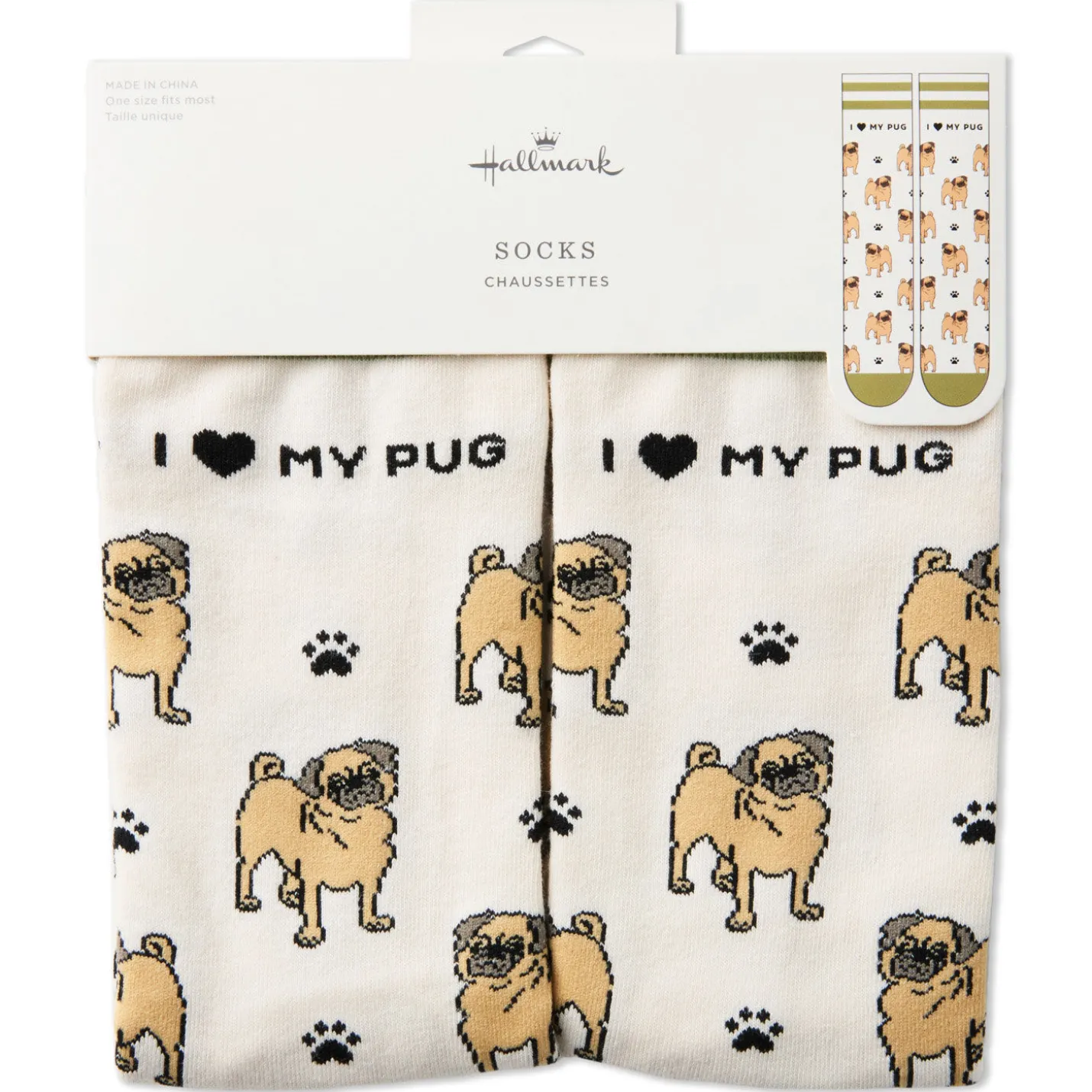 I Love My Pug Crew Socks