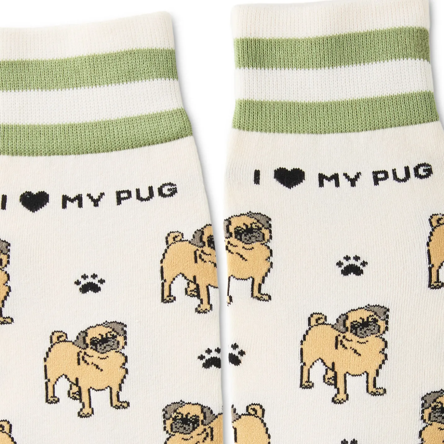 I Love My Pug Crew Socks