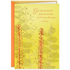 In God's Hands and In My Prayers Religious Encouragement Card