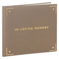 In Loving Memory Taupe Linen Guest Book