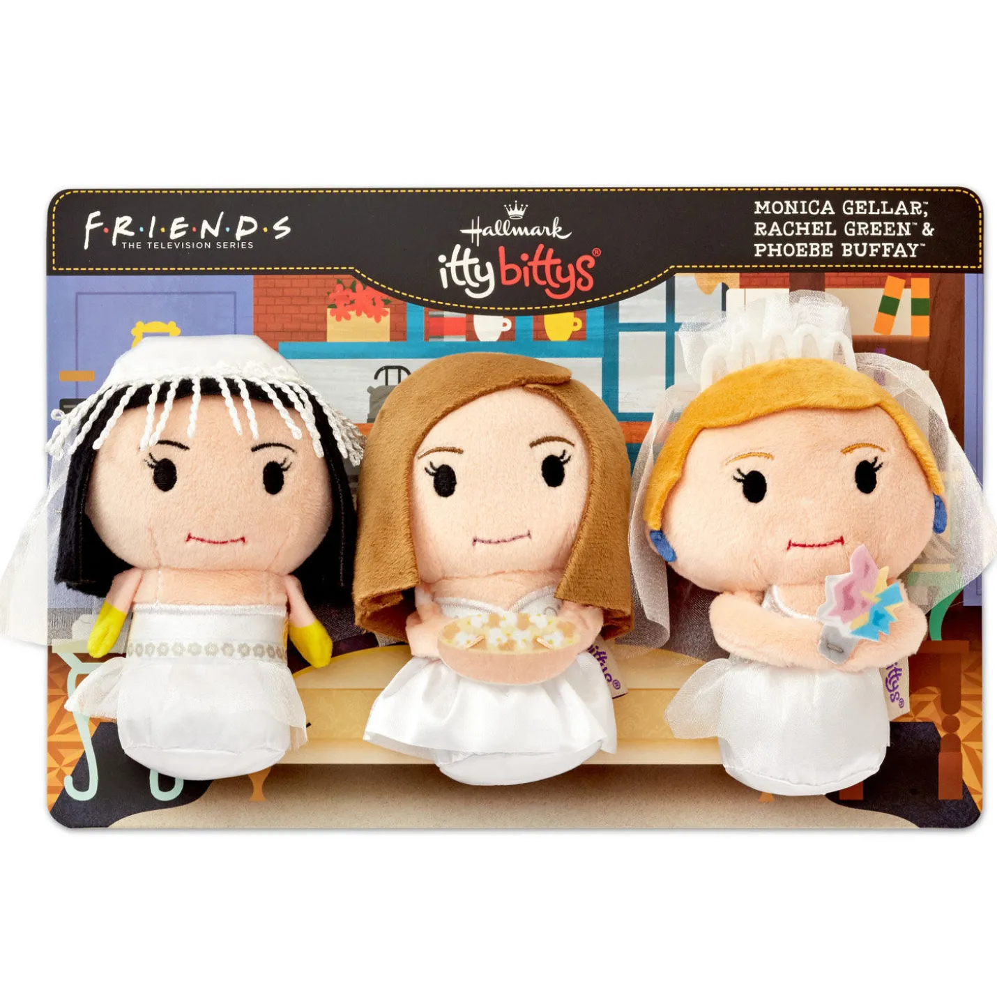 itty bittys® Friends Monica, Rachel and Phoebe in Wedding Dresses Plush, Set of 3