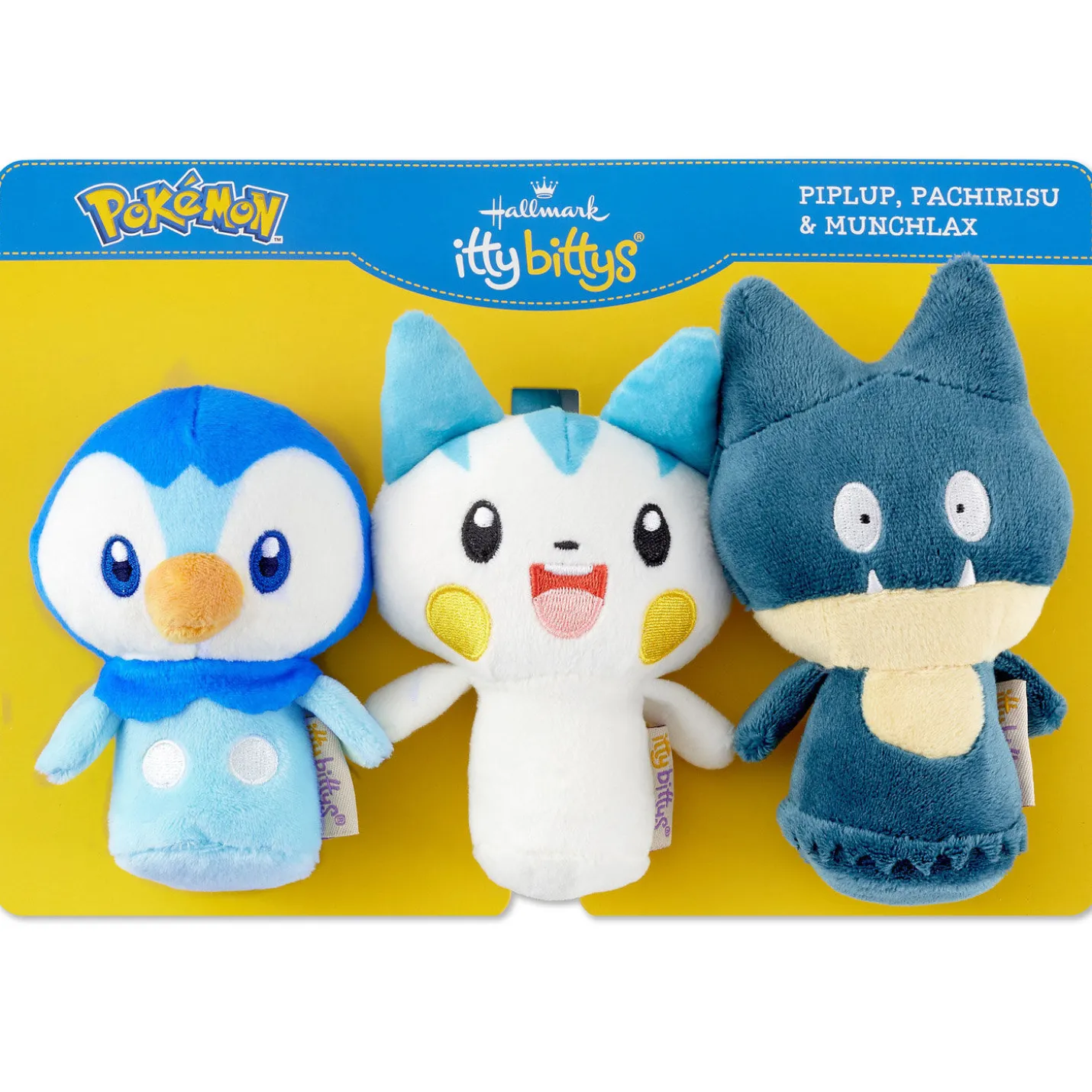 itty bittys® Pokémon Piplup, Munchlax, and Pachirisu Plush, Set of 3
